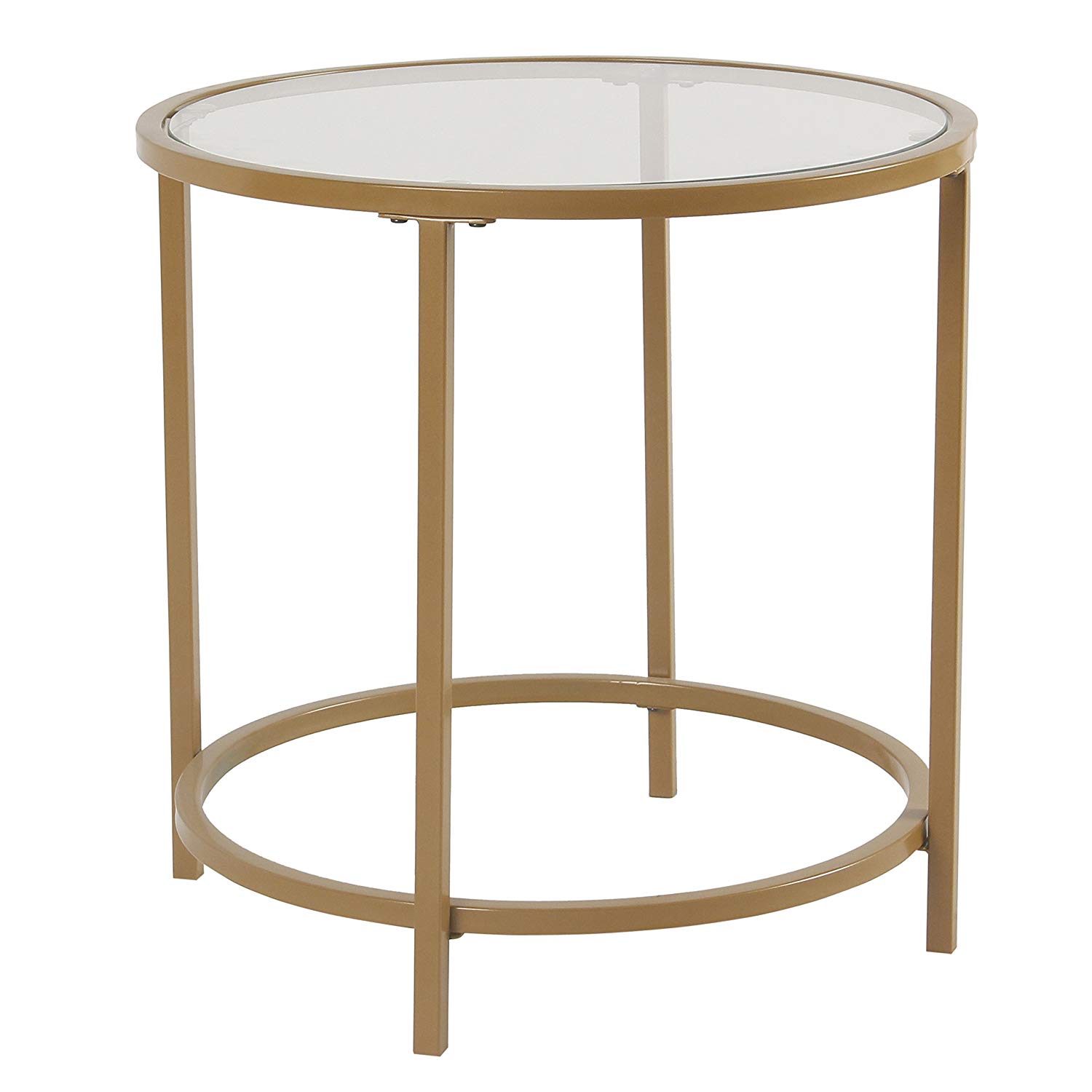 Round Metal Accent Table Glass Top